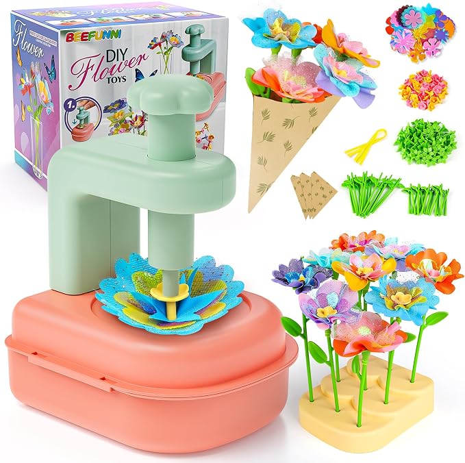 beefunni Flower Bouquet Craft Kit, DIY Crafts Toys for Kids Ages 4-8, Educational Flower-Making Toy for Toddler, Arts & Crafts for Toddler Girl, Birthday Gift for 4 5 6 7 8+ Year Old Girls and Boys
