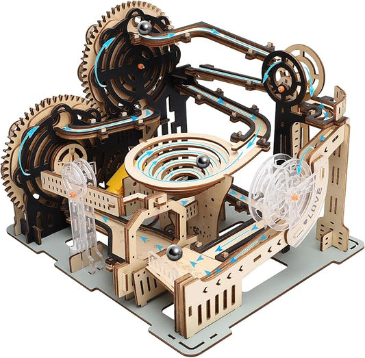 Motorized 3D Wooden Puzzles Marble Run Set for Adults & Teens, Mechanical Marble Run Model Kit to Build, Fun STEM Engineering Gift & Unique Desktop Decor, Christmas Birthday Gift