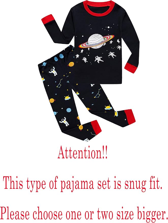 Family Feeling Kids & Toddler Boys Pajamas 2 Piece Pjs Set 100% Cotton Sleepwear