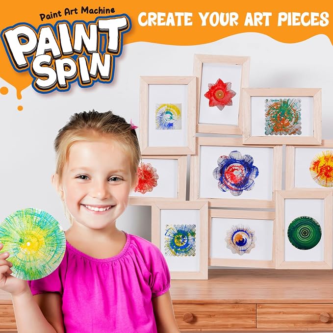 Spin Art Machine for Kids, Paint Spinner Arts and Crafts Kit with 7 Washable Paints & 36 Art Boards, Painting Art Kits for Boys Girls Ages 4 5 6 7 8 9 10 11 12, Birthday Gift Pink