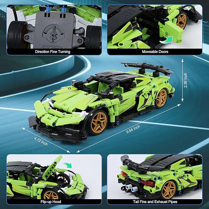 IQKidz STEM Building Blocks Kit for Kids - 2 in 1 Remote Control Race Car and Robot Toy, Great Gift for Boys, Teens Age 6 7 8-12+ Year Old Who Love Engineering and RC Sports Car Toys