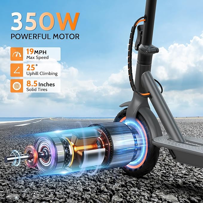 Aovowheel Electric Scooter for Adults, Folding E Scooter with 350W/500W Motor 16/24 Mph Top Speed, Max 19-23 Miles Long Range, 8.5''/10''/14''Tires Commuting Scooters with Dual Brakes System, APP