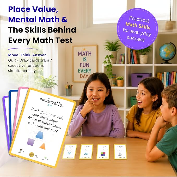 Numberella Deluxe Math Card Game for Kids – Level 1 | Ages 7–10, Grades 2–4 | Mental Math & Times Tables | Award-Winning Data-Proven STEM Game | Family, Homeschool & Classroom | 432 Questions