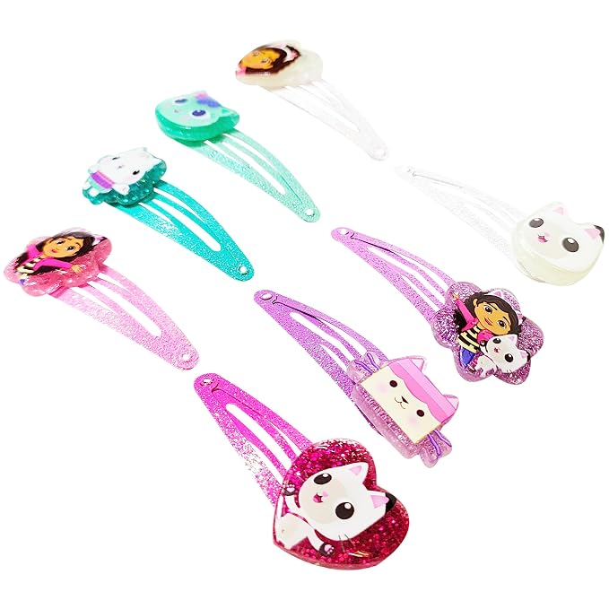 LUV HER Gabby's Dollhouse Kids Hair Clips for Girls Snap Clips 8 Pack Multi Color Ages 3+
