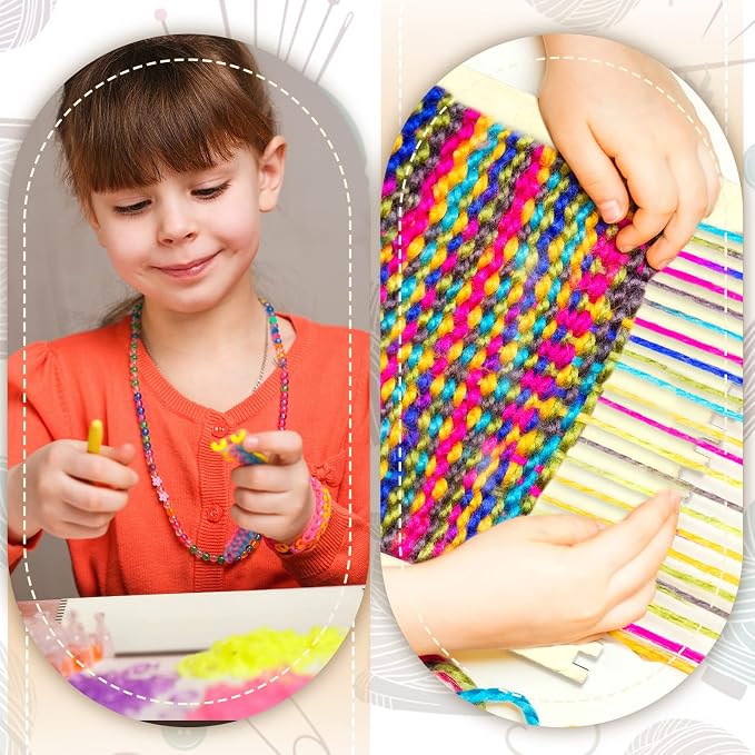 Minatee 150 Pcs Beginners Wooden Loom Notched Weaving Loom Basket Weaving Tools for Kids Adult Art Craft Activity Jewelry Motor Skills Crochet Knitting Sewing Teaching Educational, 6 x 9 in