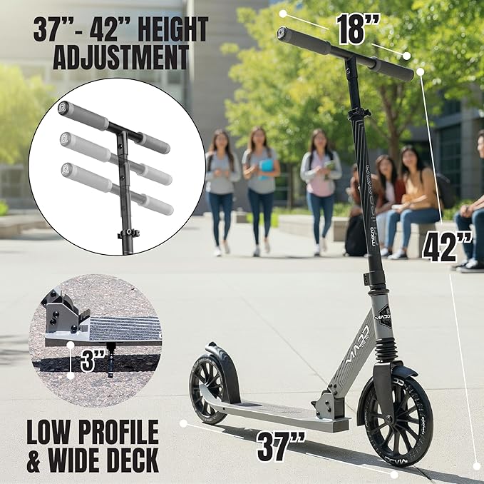 Kick Scooter for Kids, Teens & Adults - Lightweight Durable Frame, Smooth Ride, Sturdy Deck - Fun Rides for All Ages - Madd Gear