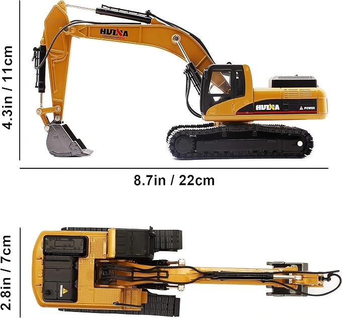 Gemini&Genius Tracked Excavator Toy for Kids, 1/50 Scale Diecast Digger Construction Toy, Metal Vehicle Model with 360° Cabin Swivels, Great Gift, Playing Sand, Room Decoration and Collection for Kids