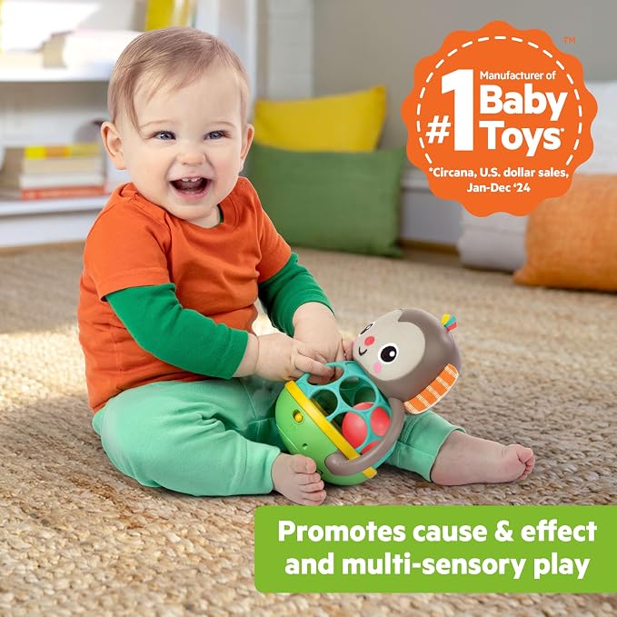 Bright Starts Giggle & Rattle Gift Set - Musical & Sensory Baby Toys 2-Pack, Elephant & Monkey, Unisex, Newborn+