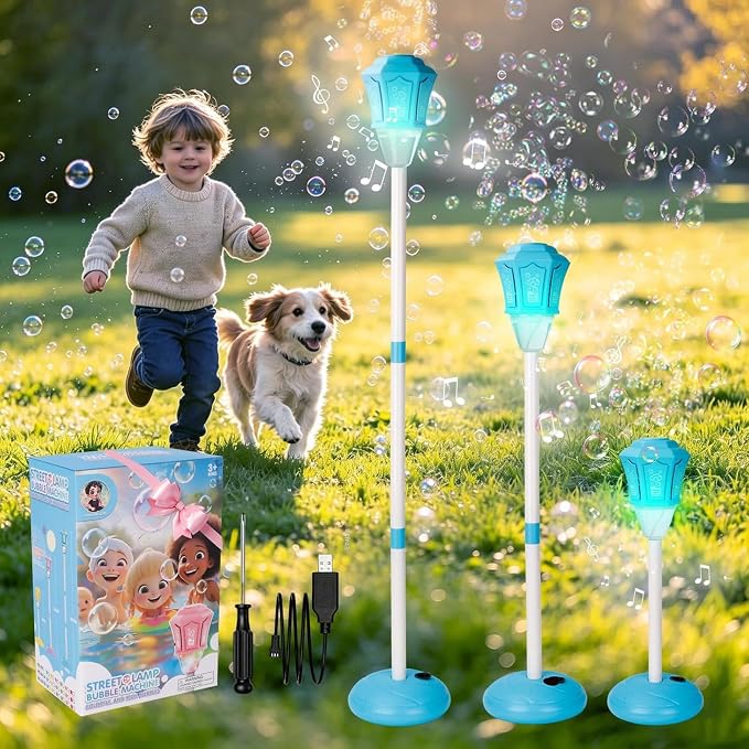 Automatic Bubble Machine Remote Control Multi Adjustable Height (Blue)