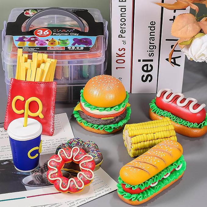 CiaraQ 36-Color Polymer Clay Oven Bake Modeling Kit for Kids & Artists | Non-sticky & non-toxic. 2.6 lb. With sculpting tools. Classroom & Home Use. Fun gift for Kids & artists. Ages 4+.