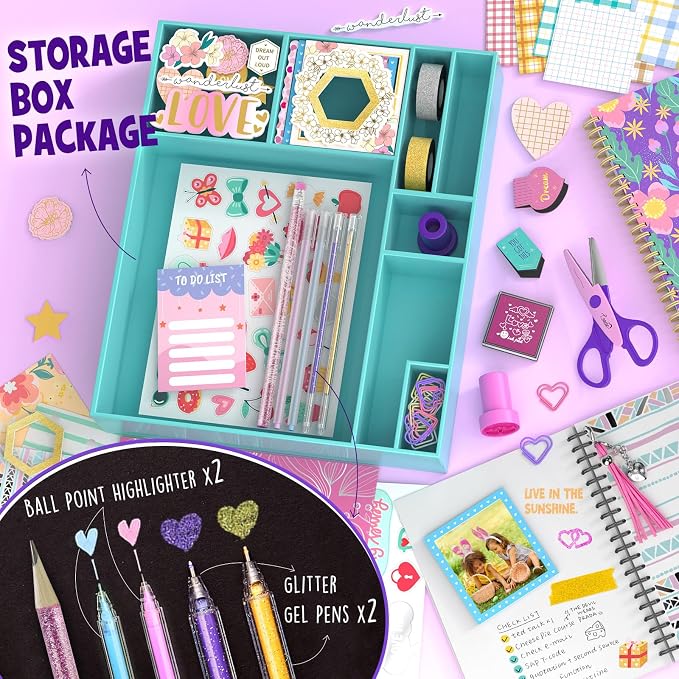 LAOESE 2-Pack DIY Journal Kit for Girls - Birthday Gifts for Girls 8 9 10 11 12 13 14 Years Old - Arts & Crafts for Teen Girl Gifts Trendy Stuff - Scrapbook & Diary Supplies Toys Set