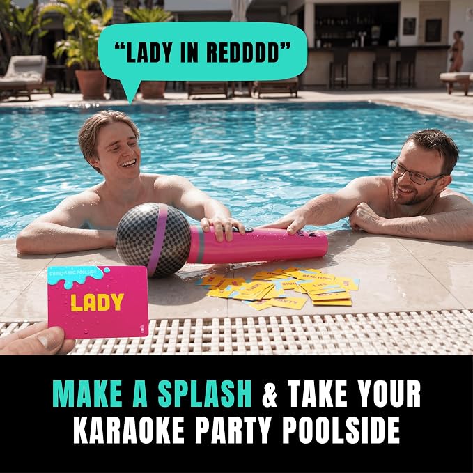 Lucky Egg Grab The Mic Poolside Game – Waterproof Karaoke Party Game with Inflatable Microphone – Outdoor Pool & Beach Game for Kids & Adults – Fun Family Game Night Game for Ages 8+ 2–10 Players