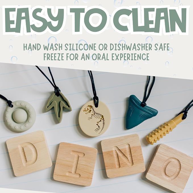 Chew Necklaces for Sensory Kids | Calm Colors 5PCS Chewy Necklace Sensory | Premium Silicone Chew Toys for Kid | Fidget Necklace for Aggressive Chewers Kids | Autism Products | Teething Toys