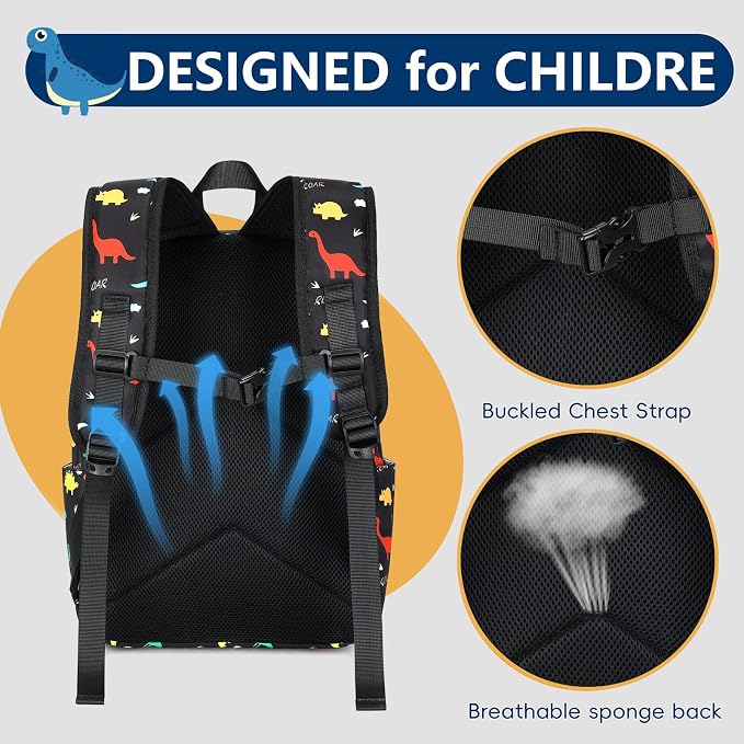 CAMTOP Preschool Backpack for Kids Boys Girls Toddler Backpack Kindergarten School Bookbags for Age 3-8 (Colorful Dinosaur)