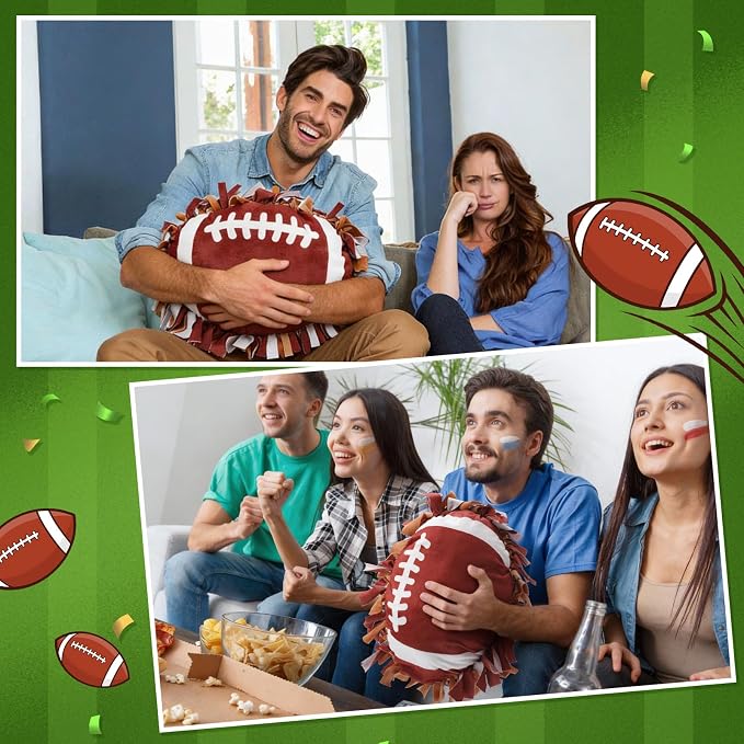 Weysat 6 Sets Football Tied Pillow Craft Kit DIY Football Shaped Pillow Craft Adults Gifts with PP Cotton for Sports Theme Party Room Decor VBS Favors Giveaways