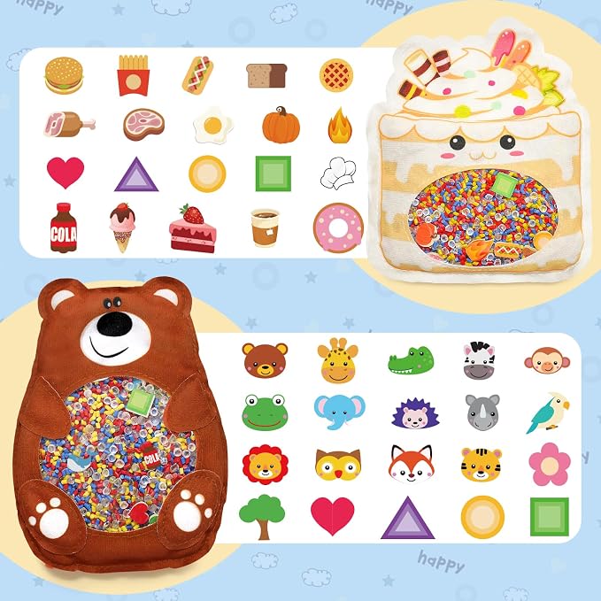 Joyreal Hide and Seek Busy Bag- 3 Pack Seek and Find Hidden Object Game, Sensory Hidden Object Search Problem Solving Travel Game for Kids 3+, Including Alphabet, Food, Fish, Animal