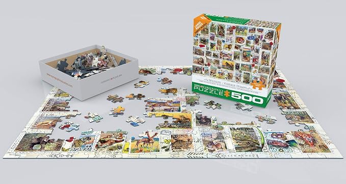 EuroGraphics (EURHR) Wildlife Vintage Stamps 500Piece Puzzle 500Piece Jigsaw Puzzle