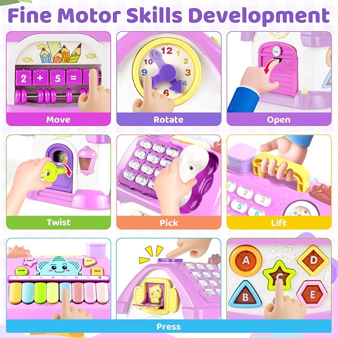 Marstone Toys for 1-2 Year Old Girls, Purple 8-in-1 Musical Learning House | One year old girl birthday gifts for toddler toys, combines learning & play to hold little ones’ focus and keep them occupied