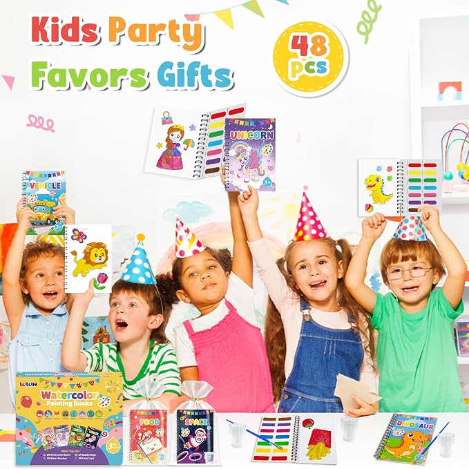 48 Water Coloring Books Party Favors: Bulk Mini Kids Birthday Favor, Goodie Bag Stuffers, Art & Crafts Classroom Prizes, Paint Activities School Toys, Halloween & Christmas Return Gifts for Ages 4-8
