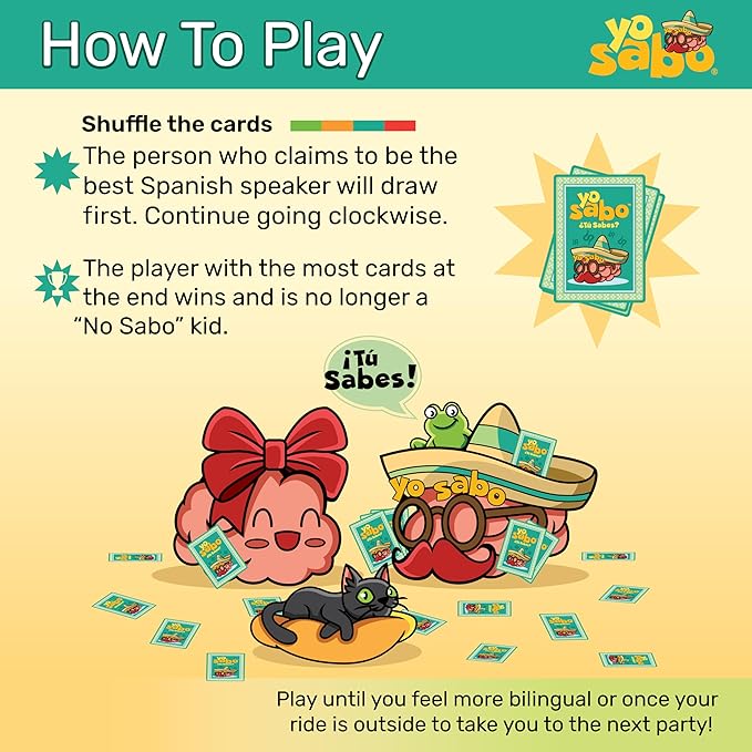 Yo Sabo: Edition 1 - The Original Bilingual Card Game - Learn Spanish with Cómo Se dice, Fun Trivia, & Challenge Cards - Family-Friendly - 160 Cards