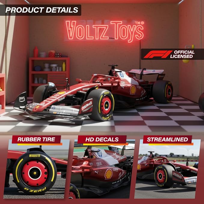 Voltz Toys Licensed 1:18 Ferrari SF-25 Remote Control Vehicle - RC Series for Kids and Adults - 2.4GHz Racing Toy for Gift (1:18 Ferrari SF-25)