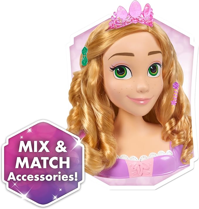 Disney Princess Rapunzel Styling Head, 14-pieces, Pretend Play, Kids Toys for Ages 3 Up by Just Play