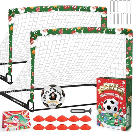 Kids Soccer Goals for Backyard Set - 2 of 4' x 3' Portable Soccer Goal Training Equipment, Pop Up Toddler Soccer Net with Soccer Ball, Soccer Set for Kids and Youth Outdoor Games, Sports, Play