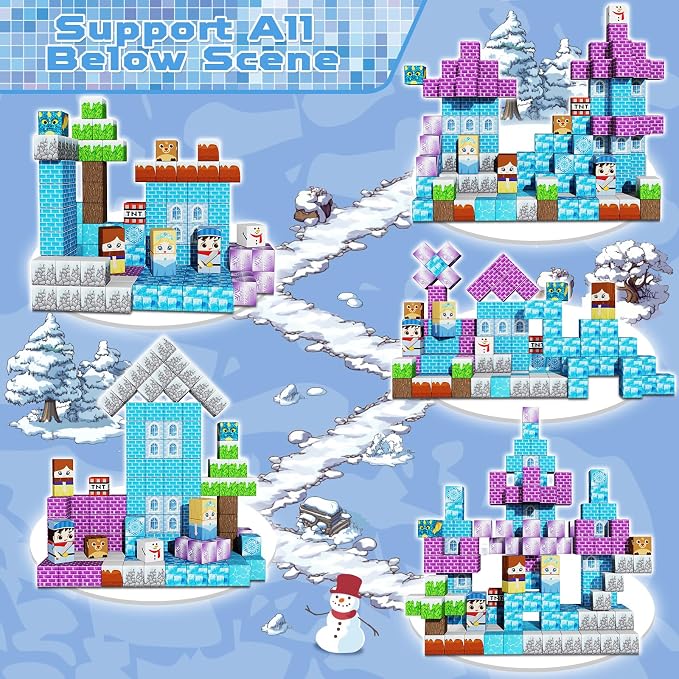 GraceDuck Magnetic Blocks - 150PCS Magnetic Blocks Build Ice Castle - Magnetics Toys for Montessori Toddler Easter Christmas Birthday Gifts - STEM Sensory Toys for 3 4 5 6 7 8 9 10 Year Old Girls