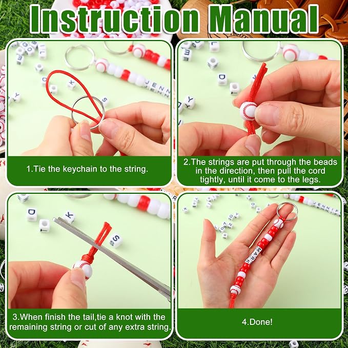 Landical 564 Pcs Baseball Keychain Making Kit DIY Baseball Bead Key Chain Craft Adjustable Sport Letter Bead Charm Sport Theme Party Favor Gift Backpack Accessories Holiday Decoration(Novel Color)