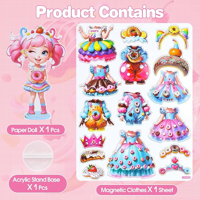 PainZieteg Magnetic Dress Up Dolls,Paper Dolls for Girls, Kids DIY Princess Magnetic Dress-Up Doll for Girl Birthday (Dount Elf)