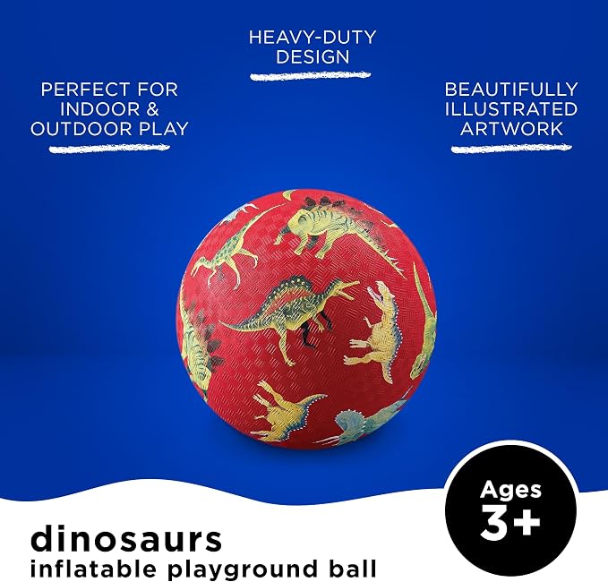 Crocodile Creek Playground Ball - Durable Rubber Ball for Kids Ages 3 and Up - Bouncy Inflatable Ball for Kickball, Indoor Games, and Outdoor Sports - PVC-Free
