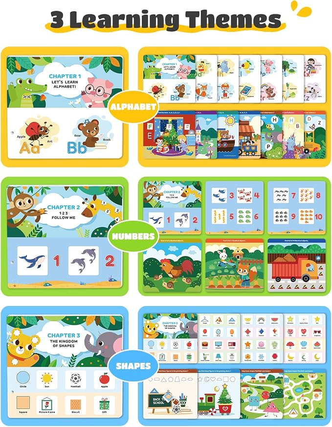 JUPITEARTH 3-in-1 Pack Mess Free Coloring Book Set,Reusable Water Painting Book with 2 Refillable Water Pens 28 Pages, Educational Activity Toys for Toddlers