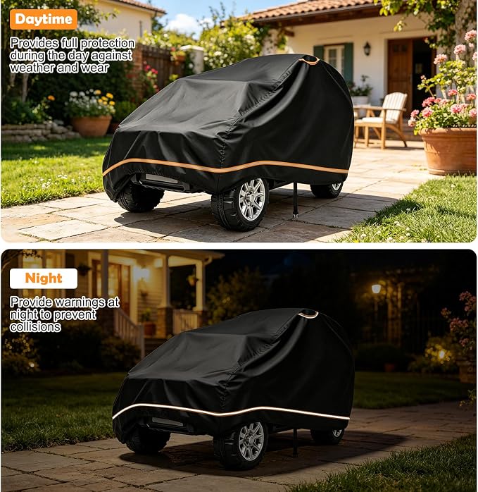 Ride-On Toy Car Cover for Toddler Electric Vehicles, 52" x 28" x 24" | Water Resistant, Reflective Strips, Windproof Design, All-weather Protection