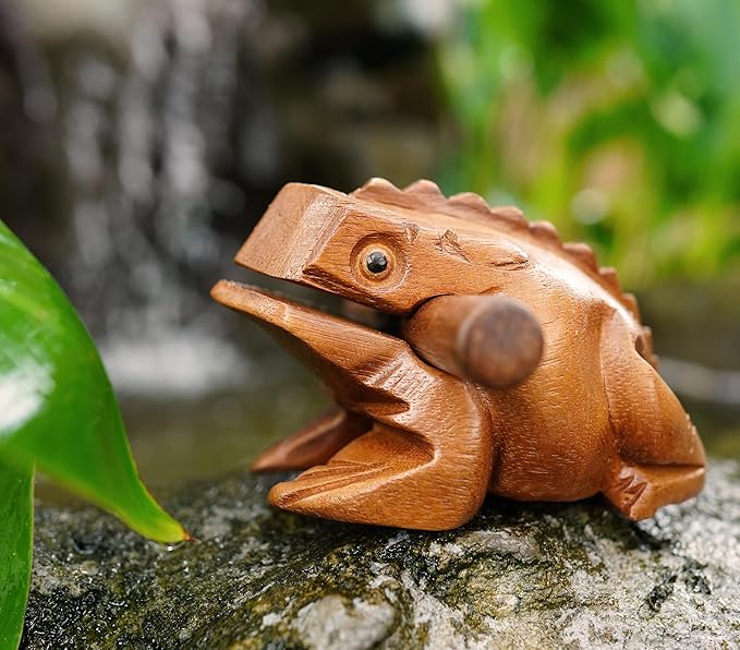 BSIRI 5" Wooden Frog Rasp - Musical instruments of Africa Frog Rasp Super Guiro Percussion Frog Wood Block Instrument of Frog Noise Maker Cool Music Gifts Ideas Fun Instruments for Adults and Kids