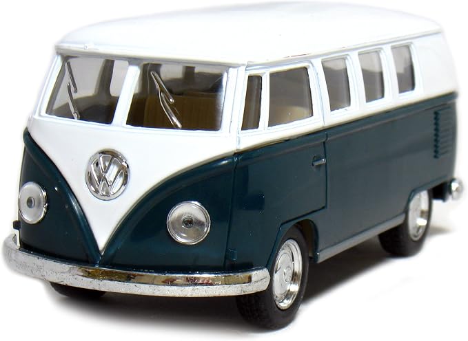 KiNSMART 1962 Volkswagen Classic Bus 1:32 Scale 5" Die Cast Metal Model Toy Van Pullback Acation (Green)