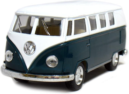 KiNSMART 1962 Volkswagen Classic Bus 1:32 Scale 5" Die Cast Metal Model Toy Van Pullback Acation (Green)