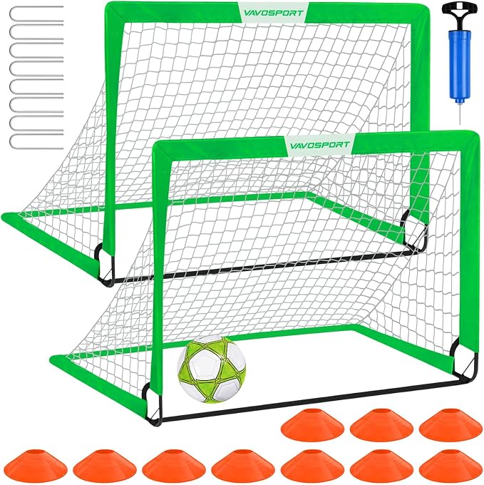 Kids Soccer Goals for Backyard Set - 2 of 4' x 3' Portable Soccer Goal Training Equipment, Pop Up Toddler Soccer Net with Soccer Ball, Soccer Set for Kids and Youth Outdoor Games, Sports, Play