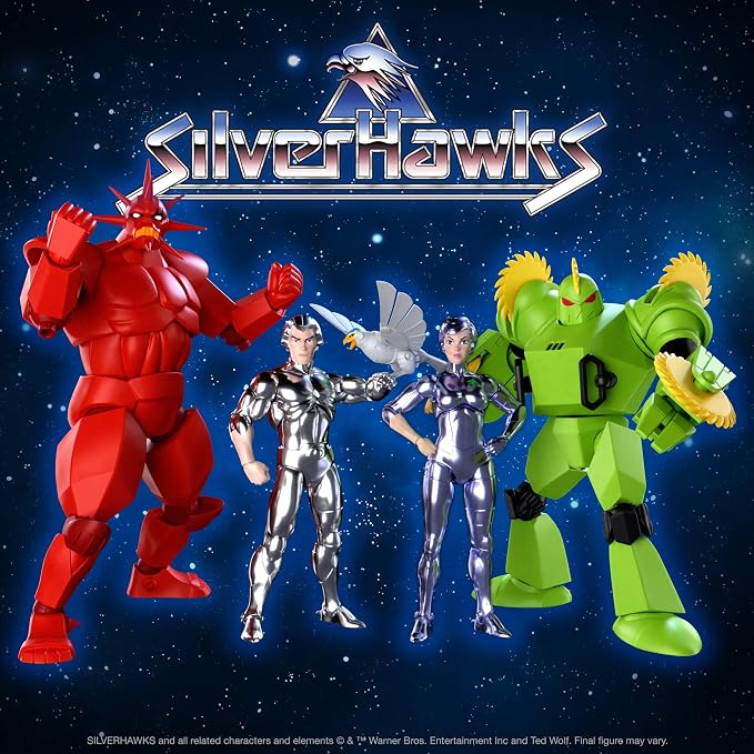 Super7 ULTIMATES! SilverHawks Steelheart - 7" SilverHawks Action Figure with Accessories Classic Cartoon Collectibles and Retro Toys