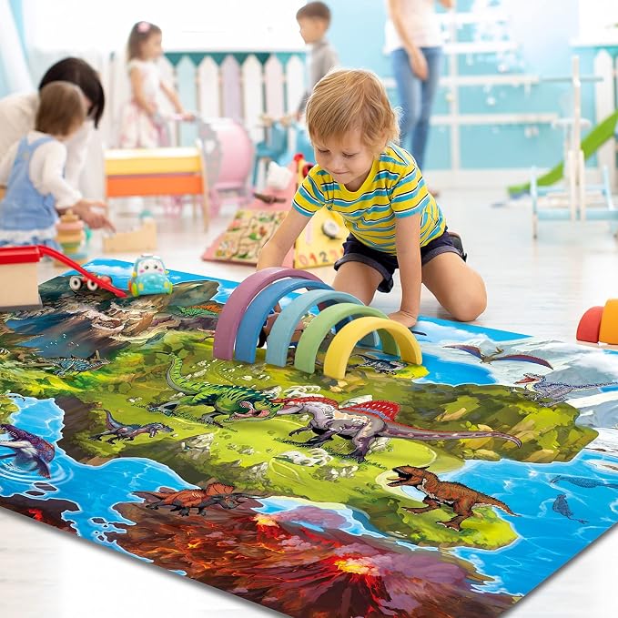Oriate Kids Toy Dream Mat Racetrack Activity Playmat, Ideal Fun Carpet Racing Map for Bedroom Playroom, 47" X 31" Pretend Play Rug Safely Have Fun, Great for Playing with Car Toys Truck Toy