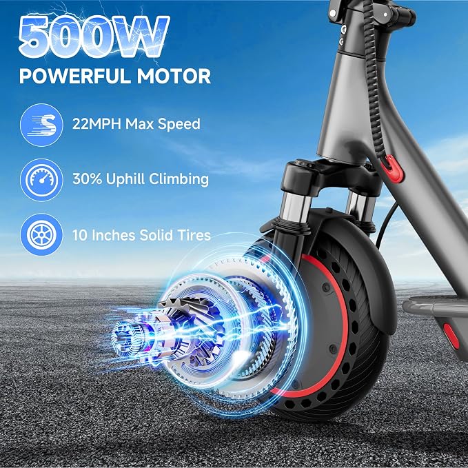 Aovowheel Electric Scooter for Adults, Folding E Scooter with 350W/500W Motor 16/24 Mph Top Speed, Max 19-23 Miles Long Range, 8.5''/10''/14''Tires Commuting Scooters with Dual Brakes System, APP