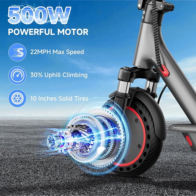 Aovowheel Electric Scooter for Adults, Folding E Scooter with 350W/500W Motor 16/24 Mph Top Speed, Max 19-23 Miles Long Range, 8.5''/10''/14''Tires Commuting Scooters with Dual Brakes System, APP