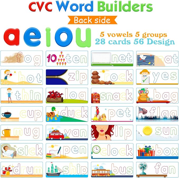 SpringFlower See & Spell Matching Letter Toy,Learning Educational Toy For 3 4 5 6 Years Old Boys And Girls,Preschool Learning Activities,Shape & Color Recognition Game,Cvc Word Builders For Kids,80Pcs