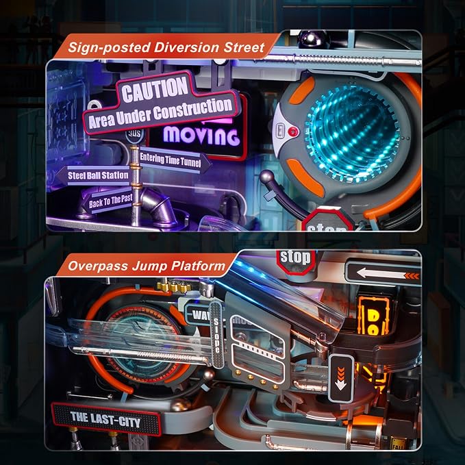 ROKR 3D Puzzles Marble Run Parallel World 2in 1,The Last City+Hip-Hop Street