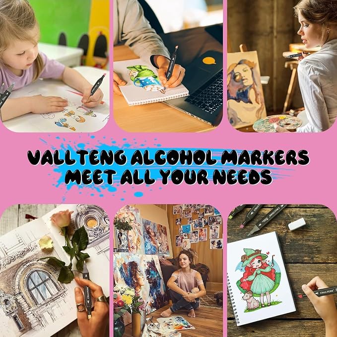 alchilalart 80-Colors Alcohol Markers Set, Dual Tip Art Markers with Case, Premium Artist Pens for Adult Coloring Books, Journaling, Sketching, Manga, Card Making, Gifts for Teens & Women