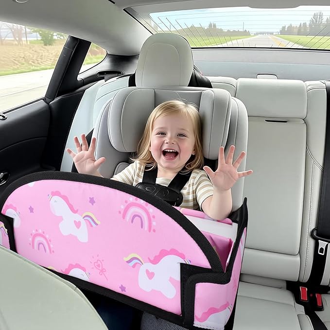 3PCS Kids Travel Tray for Airplane - Toddler Car Seat Table Tray, Road Trip Essentials for Boys & Girls, Carseat Lap Desk for Kids Road Trip Activities