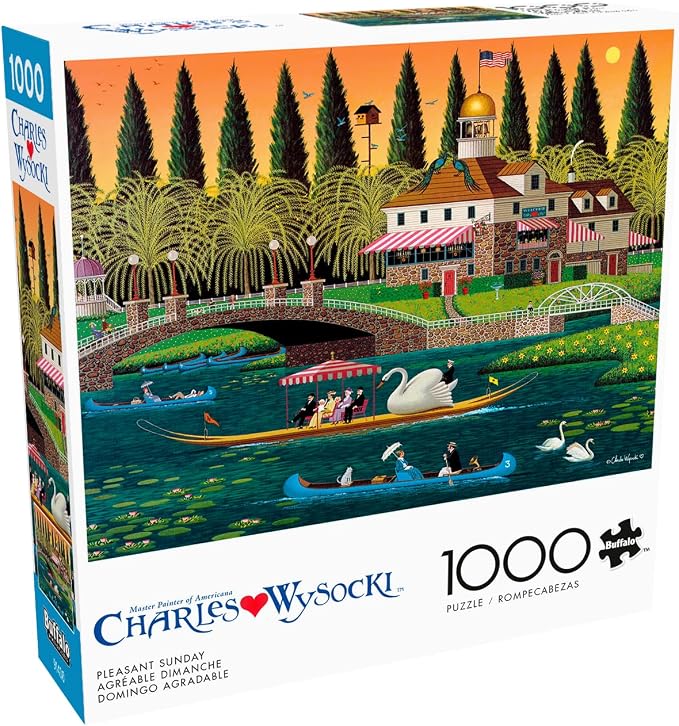 Buffalo Games Charles Wysocki - Pleasant Sunday - 1000 Piece Jigsaw Puzzle - 26.75 x 19.75 in, Includes Poster - Precision Cut Pieces - Jigsaw Puzzles for Adults 1000 Pc - Relaxing Activity