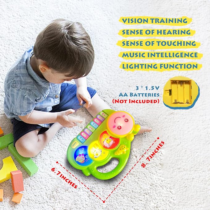 Baby Piano Drum Music Toy 6-12 Months, Caterpillar Light Up Musical Keyboard Animal Sound, Toddler 12-24 Early Learning Educational Interactive Infant Toys Girl Boy Gift 1 Year Old