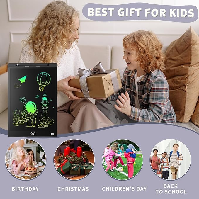 [2 Pack] Genialba LCD Writing Tablet 8.5-Inch Colorful Doodle Board, Toddler Learning Educational Toys Gifts for 3-8 Years Old Girls and Boys, Electronic Drawing Pad for Kids (Pink&Black)