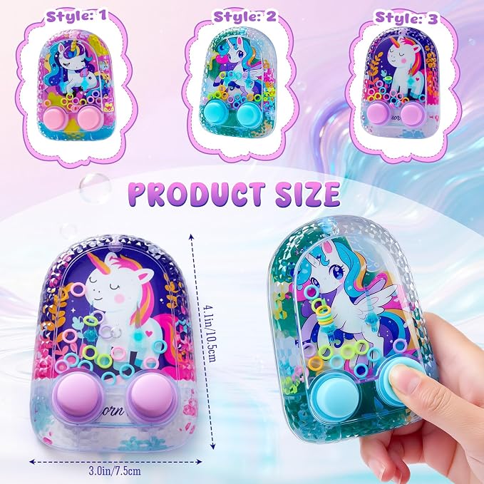 Cleboen 12 Pack Handheld Water Games for Kids, Water Ring Toss Handheld Games Unicorn Party Favors Goodie Bag Stuffers Classroom Rewards for Boys Girls, Stress-Relief Car Games Travel Toys