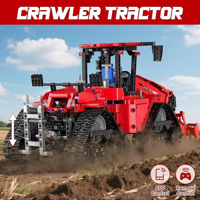 Mould King 18020 Technik Crawler Tractor Building Sets, APP Programmable Construction Large Vehicle Model Set, Tracked Tractor Building Kits Gift Toy for 14+ Adult/Teens/Enthusiasts(1769 Pcs)